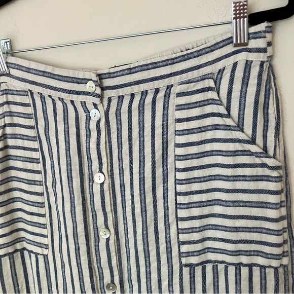Tahari Women’s Blue 100% Linen Button Button-Down Striped Maxi Skirt Size Large - Picture 5 of 9